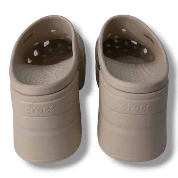 CROCS Unisex Bone 'SIREN' Heeled CROC Clogs Size W-10 M-8 - Picture 4 of 6